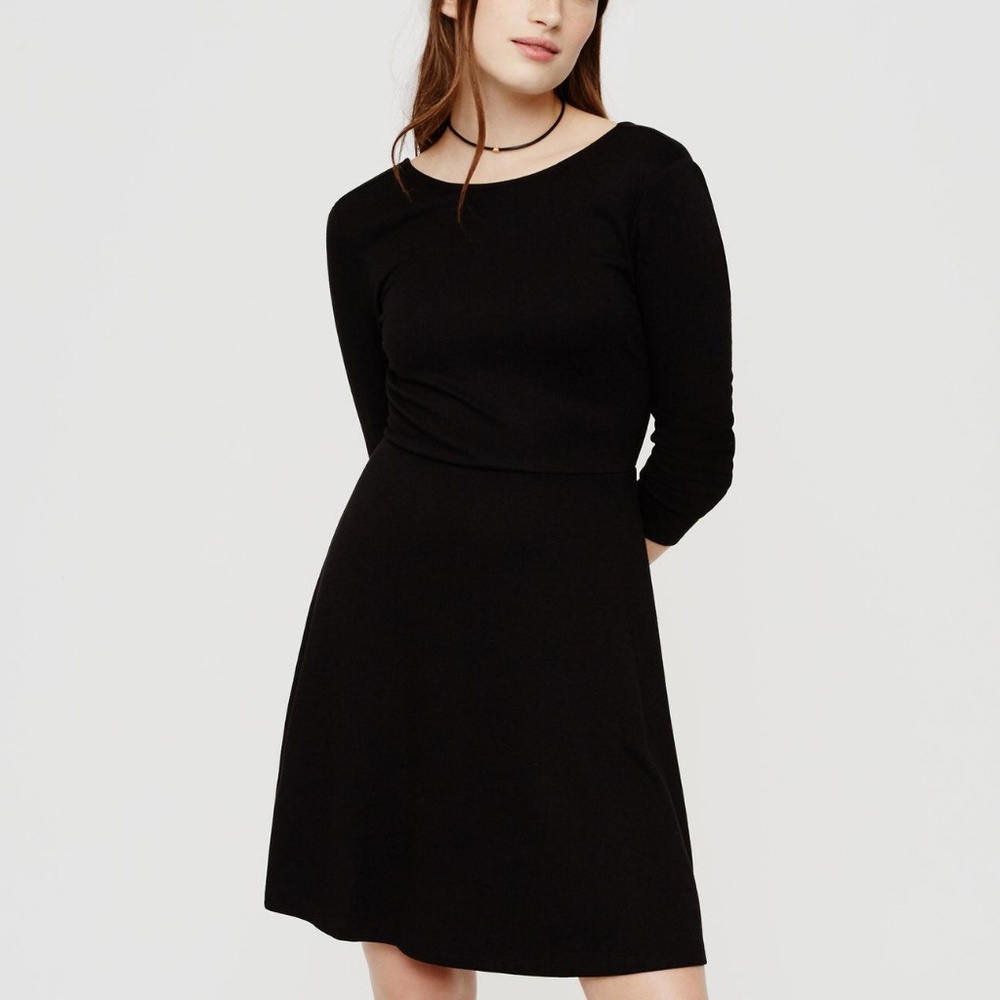 Lou & Grey cross back skater black swing dress